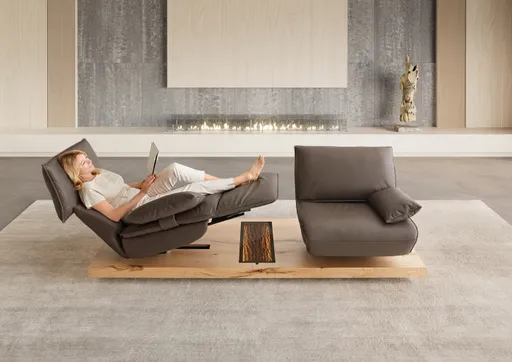 Sofa - 2-Sitzer, Relaxfunktion motorisch, Leder, Dunkelbraun