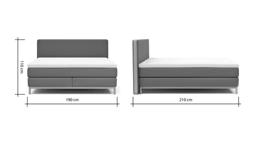 Boxspringbett Odense - Liegefläche ca. 180x200 cm, Stoff, Anthrazit