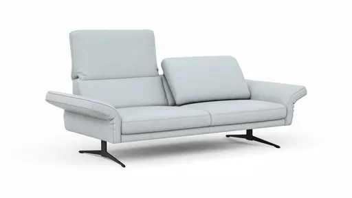 Sofa Estrela - 2,5-Sitzer inkl. Rücken-/Armlehne verstellbar, Leder, Hellgrau