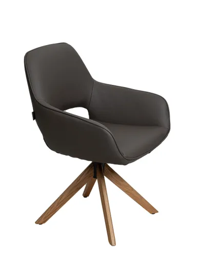 Armlehnstuhl MARIELLE - drehbar, Leder, Dunkelbraun