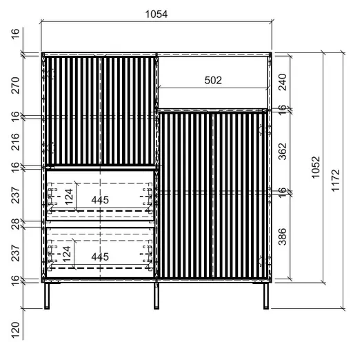 Highboard - B ca. 106 cm, Anthrazit