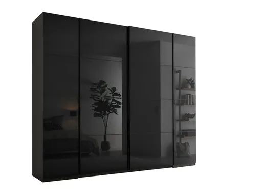 Schwebe- Drehtürenschrank - B. ca. 267 cm, Grauglas, Graphit
