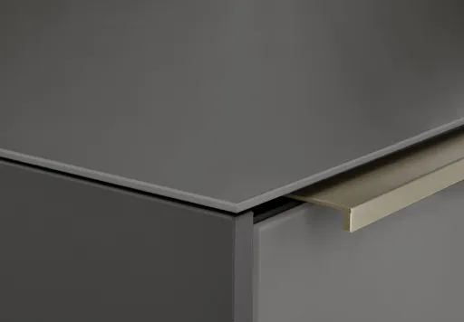Highboard - mit Beleuchtung, B ca. 96 cm, Anthrazit, Eiche massiv