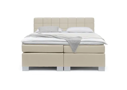 Boxspringbett HAIKOS- Liegefläche ca. 180x200 cm, Stoff, Beige, inkl. Topper