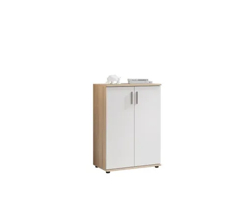 Kommode - B ca. 60 cm, Sonoma Eiche Nachbildung, Weiß