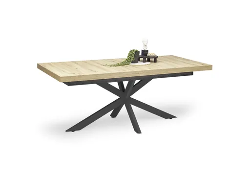 Esstisch - ausziehbar, LB ca. 200x100 cm, Asteiche, Schwarz