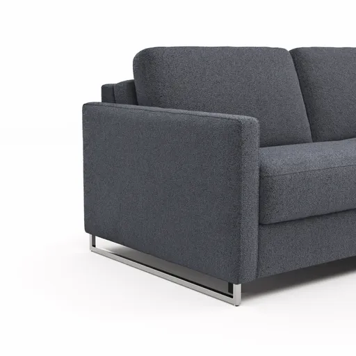 Sofa Nuoro - 2,5-Sitzer inkl. Schlaffunktion, Armlehne mit Kufe, Stoff, Eisblau