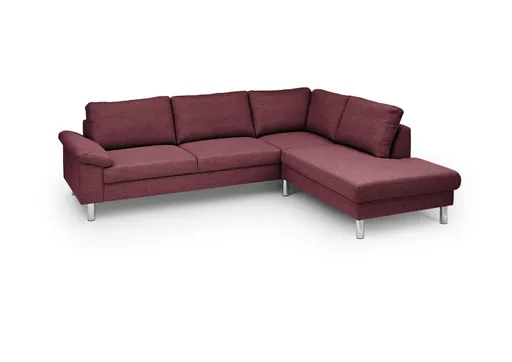 Ecksofa COOL - 2,5-Sitzer mit Ecke rechts, Stoff, Burgund