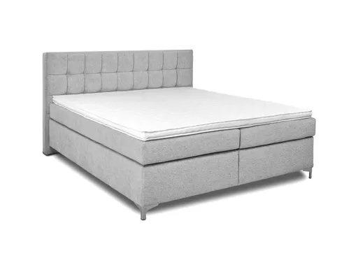 Boxspringbett HINDA- Liegefläche ca. 180x200 cm, Stoff, Hellgrau, Bonell/Bonell