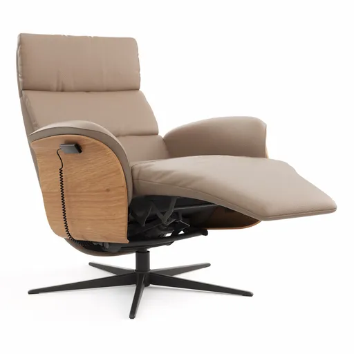 Relaxsessel Amila - Größe L, inkl. 4-motorischer Relaxfunktion und Aufstehhilfe, Leder, Rauchbraun