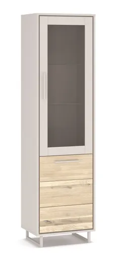Vitrine - B ca. 54 cm, Kreidefarben, Eiche bianco massiv geölt