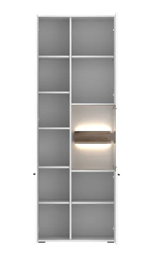 Vitrine - mit Beleuchtung, B ca. 70 cm, Alpinweiß, Viking Eiche Nachbildung