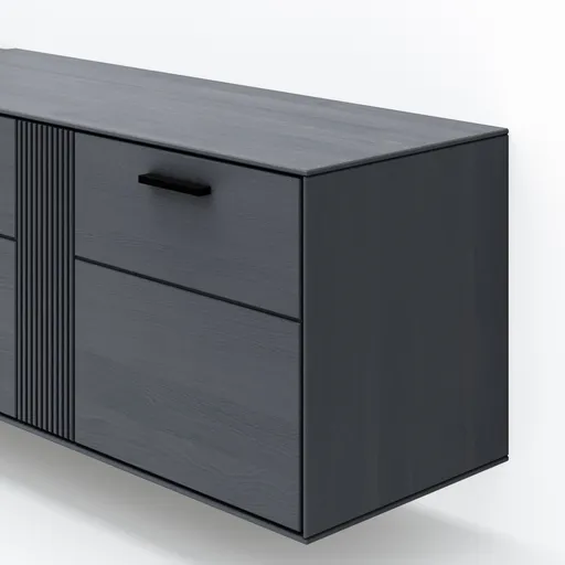 Lowboard Estana - Eiche massiv, Anthrazit 