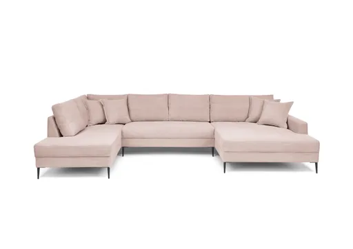 Wohnlandschaft - Ecke links, 2-Sitzer, Longchair rechts, Stoff, Rosa