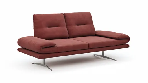 Sofa Lucero - 2,5-Sitzer inkl. Rückenlehne verstellbar, Leder, Weinrot