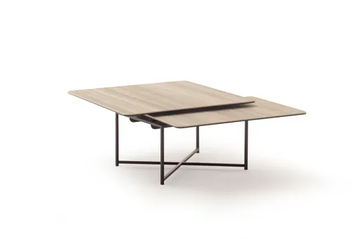 Couchtisch Cena - LB ca. 132x108 cm, Platten drehbar, Keramik, Travertin 