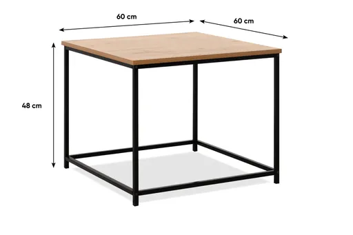Couchtisch - LB ca. 60x60 cm, Artisan Eiche Nachbildung, Schwarz