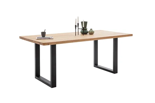 Esstisch - LB ca. 180x90 cm, Wildeiche massiv geölt, Schwarz