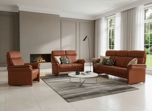 Sofa - 3-Sitzer, Stoff, Cognac