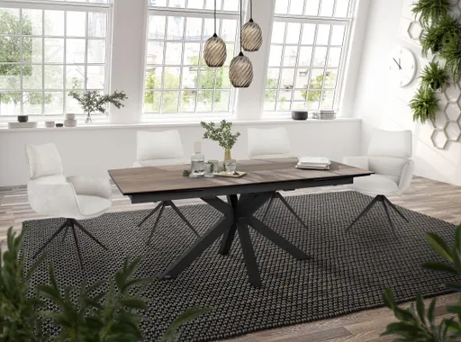 Esstisch MELANIA - ausziehbar, LB ca. 180x95 cm, Glaskeramik, Braun