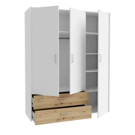 Drehtürenschrank FILIPO- B ca. 153 cm, Weiß, Eiche Dekor
