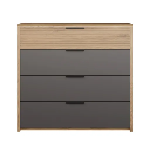 Kommode FALLEA- Wildeiche Natur, Dunkelgrau