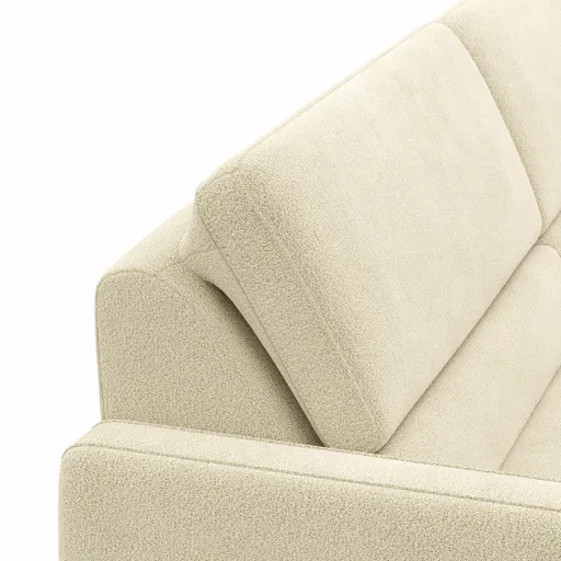 Ecksofa Valera - 3-Sitzer mit Longchair rechts inkl. Rückenlehne verstellbar und Relaxfunktion motorisch, Stoff, Natur