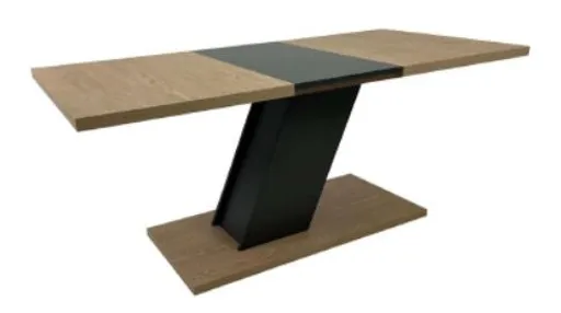 Esstisch - ausziehbar, LB ca. 120x80 cm, Cremona Eiche Nachbildung, Schwarz