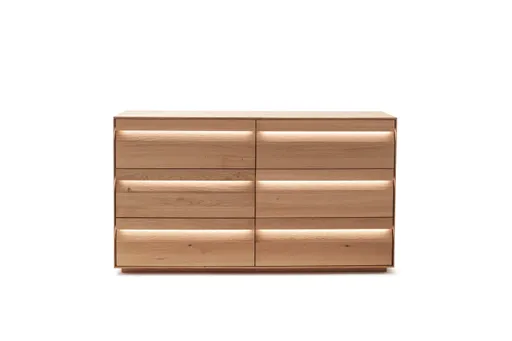 Sideboard Due Viso - inkl. Beleuchtung, BHT ca. 183x103x45 cm, Wildeiche Roheffekt, geölt