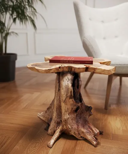 Beistelltisch- D ca. 50 cm,  Teak, Massivholz, Lackiert