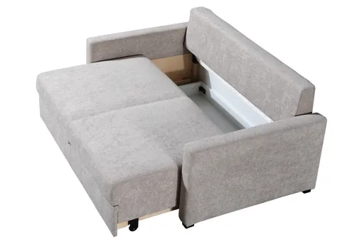 Sofa - 2-Sitzer, Schlaffunktion mit Bettkasten, Stoff, Cappuccino