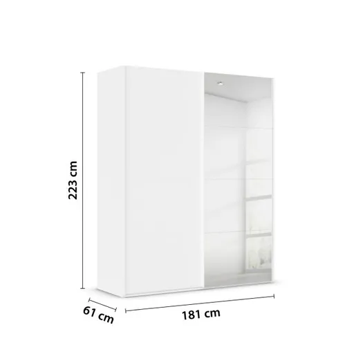 Schwebetürenschrank ROVERO- B ca. 181 cm, Weiß, Spiegel