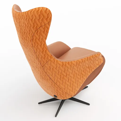Relaxseessel Follina - Relaxfunktion (motorisch), Leder, Stoff, Cognac