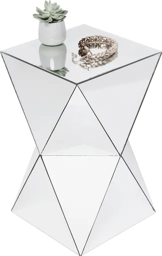 Beistelltisch- LB ca. 32x32 cm, Glas, Verspiegelt, Weiß