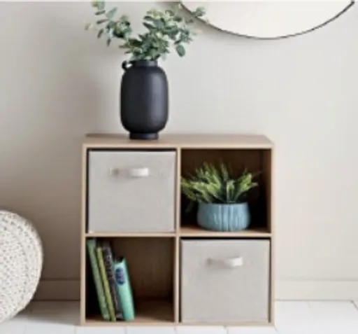 Regal - inkl. Stoffboxen, B ca. 60 cm, Artisan Eiche Nachbildung, Beige