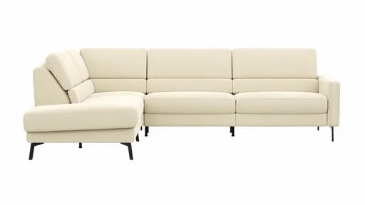 Ecksofa Valera - Ecke mit 3-Sitzer rechts inkl. Rückenlehne verstellbar, Stoff, Natur