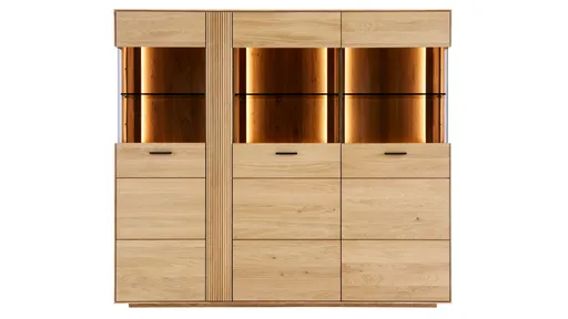 Highboard Estana - inkl. Beleuchtung, Eiche massiv, legno