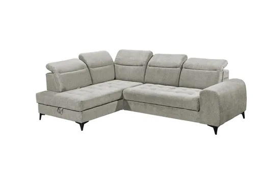 Ecksofa - Ecke links, 2-Sitzer inkl. Funktionen, Stoff, Taupe
