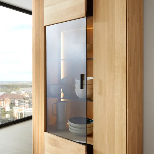 Vitrine Estana - inkl. Beleuchtung, Eiche massiv, legno