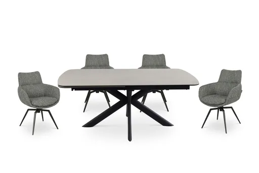 Esstisch MAXIE - ausziehbar, LB ca. 190x98 cm, Glaskeramik, Travertin farbig