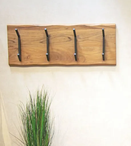 Wandgarderobe - B ca. 90 cm, Akazie, Schwarz