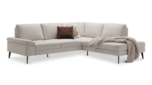 Ecksofa Houston - 2,5-Sitzer, Eckelement und 1-Sitzer mit Abschlussteil rechts,  inkl. Sitztiefenverstellung und Armlehne klappbar, Stoff, Natur