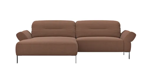 Ecksofa David - Longchair links mit 1,5-Sitzer inkl. Kopfstütze/Armlehne verstellbar, Stoff,  Rost