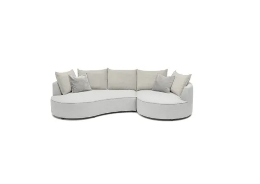 Ecksofa - 2-Sitzer, Ecke rechts, Stoff, Silberfarben