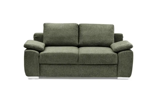 Schlafsofa EMIEL - 2-Sitzer inkl. Schlaffunktion und Bettkasten, Stoff, Graugrün
