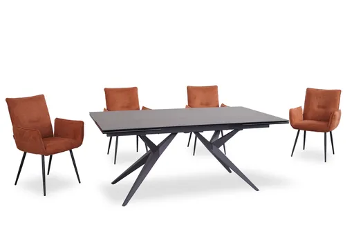 Esstisch MICHELA - ausziehbar, LB ca. 180x95 cm, Glaskeramik, Dunkelgrau