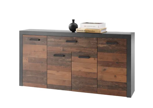Sideboard - Vintage Dekor, Betonoptik Dunkelgrau