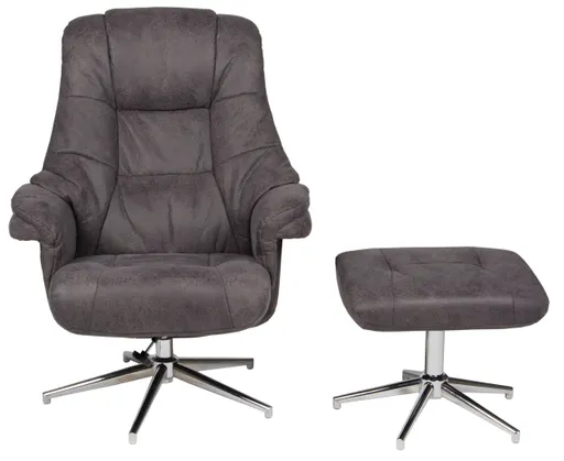 Relaxsessel mit Hocker - drehbar, Relaxfunktion, Microfaser, Anthrazit