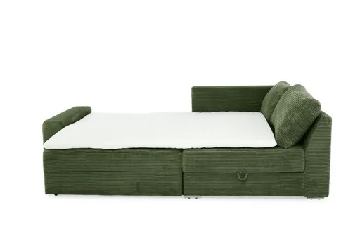 Ecksofa JANIS - 2,5-Sitzer, Ecke rechts inkl. Schlaffunktion, Stoff, Grün