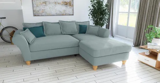 Ecksofa - 2-Sitzer, Ecke rechts, Cord, Aqua